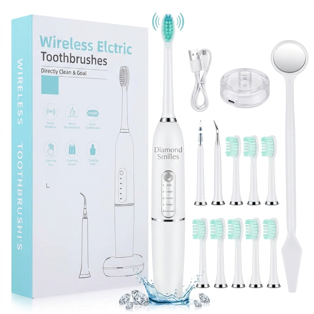 Détartreur Dentaire Sonique 3-en-1 : Nettoyage Profond, Blanchiment et Élimination de la Plaque (Portable & Étanche)