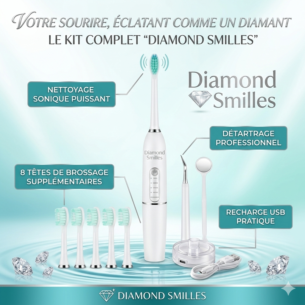 Détartreur Dentaire Sonique 3-en-1 : Nettoyage Profond, Blanchiment et Élimination de la Plaque (Portable & Étanche)