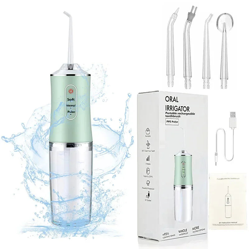 Hydropulseur dentaire portable – Jet dentaire à eau ultrasonique – Réservoir 230 ml – Batterie 1200 mAh – Appareil de soins bucco-dentaires – Irrigateur dentaire pour éliminer le tartre